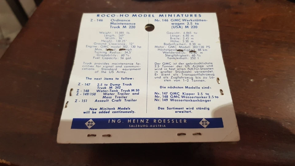 ROCO MINITANKS Z 146 1/87 US ORDNANCE MAINTENANCE TRUCK VINTAGE - Immagine 3 di 3