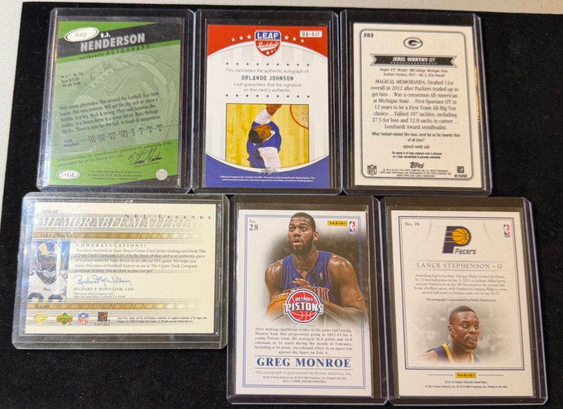 Football & Basketball Hit Lot (6 Cards) 5 Autographs /250 & Game Used Jersey Lot view 5