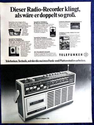 Telefunken Radio Recorder Bajazzo Compact 201, Original Advertising from 1975