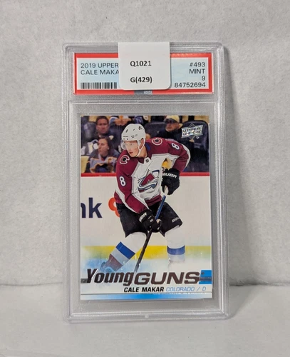 2019 Upper Deck 493 Cale Makar  YOUNG GUNS Rookie RC PSA Mint 9