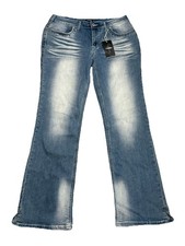 NWT Flamingals Med wash whitewash Wide Leg Mid Rise Jeans XL Curvy Fit Fast Ship
