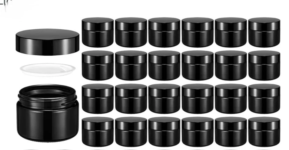 Glass Jars with Lids Travel Size Round Leakproof Empty Cosmetic 24 Pc Domensi