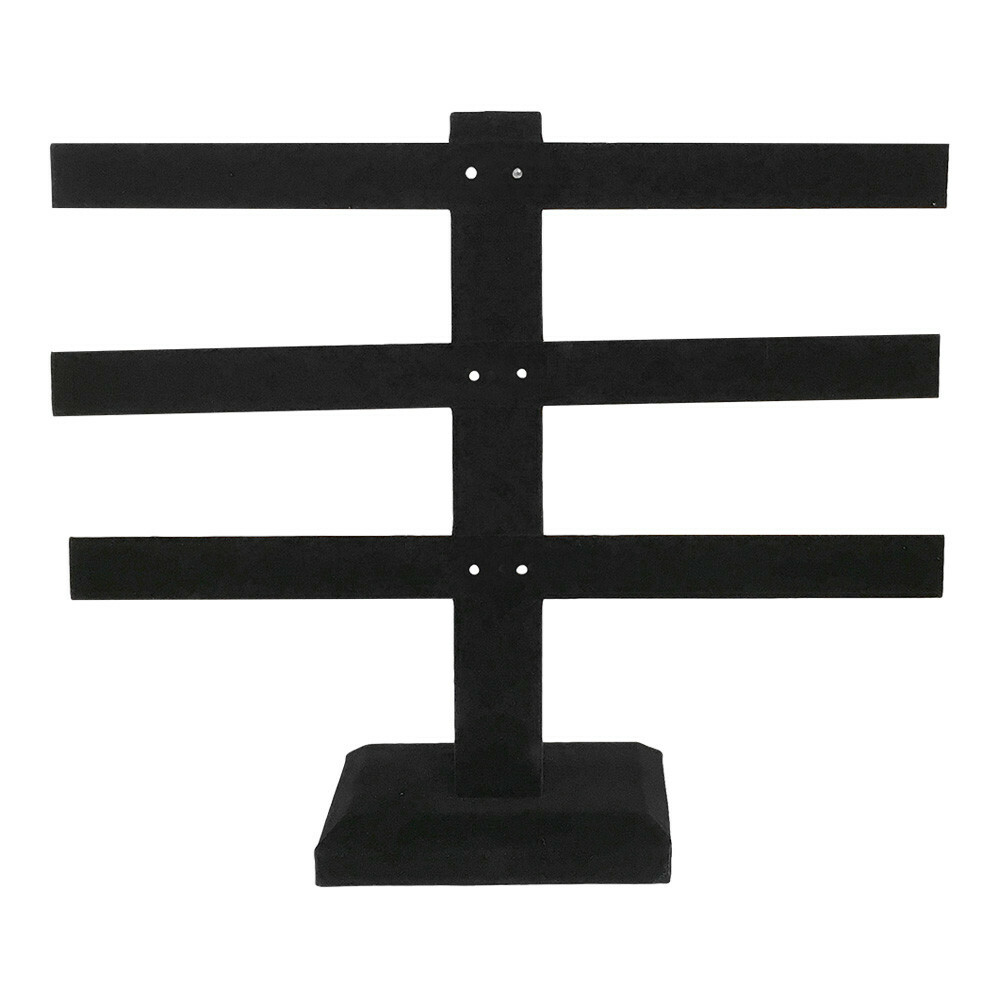BLACK VELVET 3 Tier Earring Display Holder Stand 10 Inch x 9 Inch