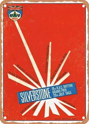 METAL SIGN - 1963 Silverstone 16th RAC British Grand Prix Vintage Ad