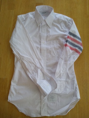 NWOT Thom Browne White Poplin Woven 4 Bar Sleeve Stripe 14.5-32 TB0 MSRP $550 - Picture 2 of 7