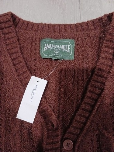 American Eagle Cropped Button Up Cable Knit Brown Cardigan Pullover Gr. XS - Bild 2 von 2