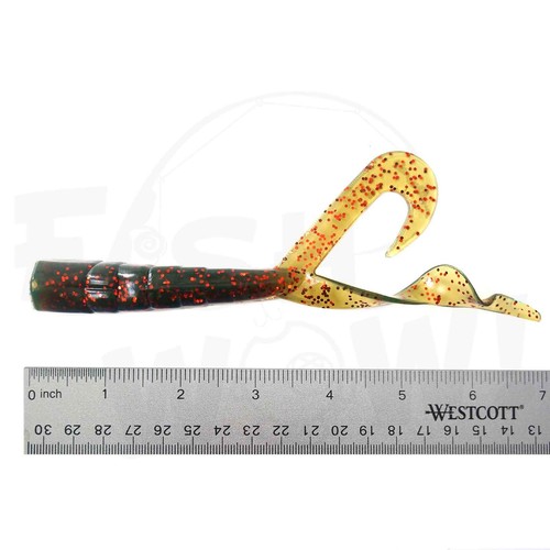 Olio motore Chartreuse 7" (con coda estesa) Twin Tail Perch Grub radice birra bagliore - Foto 3 di 16