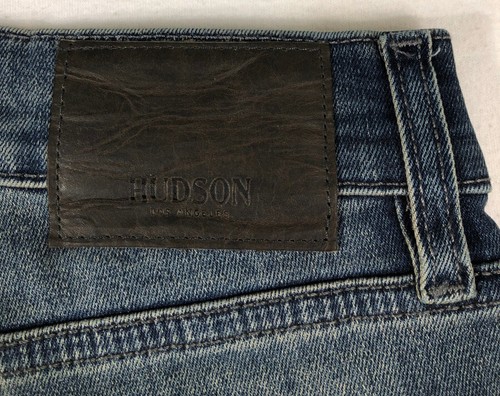 Pantalones de mezclilla HUDSON para hombre negros ajustados con cremallera pierna recta talla 30 lavado Pacífico $205 nuevos con etiquetas - Imagen 11 de 19
