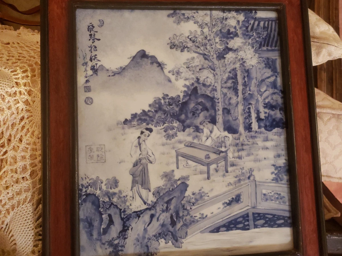 時代物　中国古画 蓝色古董原创中国风绘画和卷轴| eBay