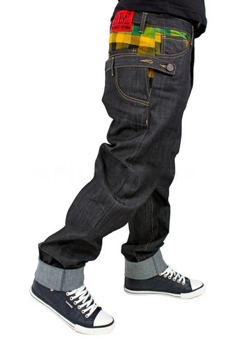 Brooklyn Mint denim jeans, scottish check baggy pants - Picture 4 of 5