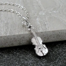 Silver Violin Necklace - Cello Necklace - Fiddle Charm - Violinist Jewelry
