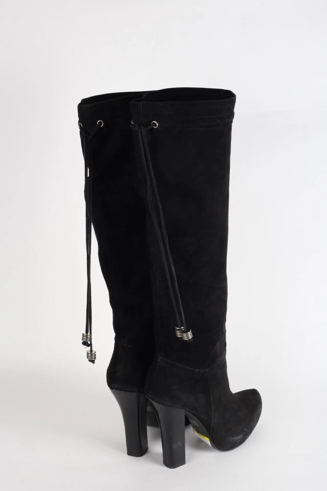 BCBGirls черная замша платформе сутулиться вкратце носок колена ботинки размер 7 B - Изображение 2 из 4