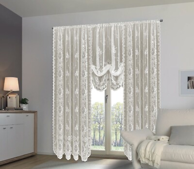 Victorian Damask Shabby Chic Floral Lace Window Curtain Panel Balloon Curtains  