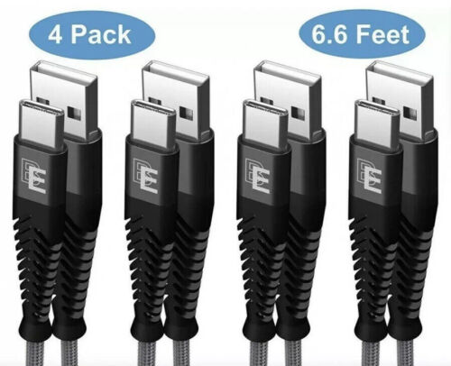 4-Pack Beam Electronics 6.6ft Nylon Braided USB Type C Cables - Picture 2 of 5