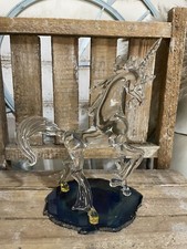 Unicorn Prancing Hand Blown Glass Crystal Figurine