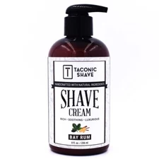 Taconic Shave Bay Rum Shave Cream Ultra Lathering 8 oz Pump Bottle All Natural