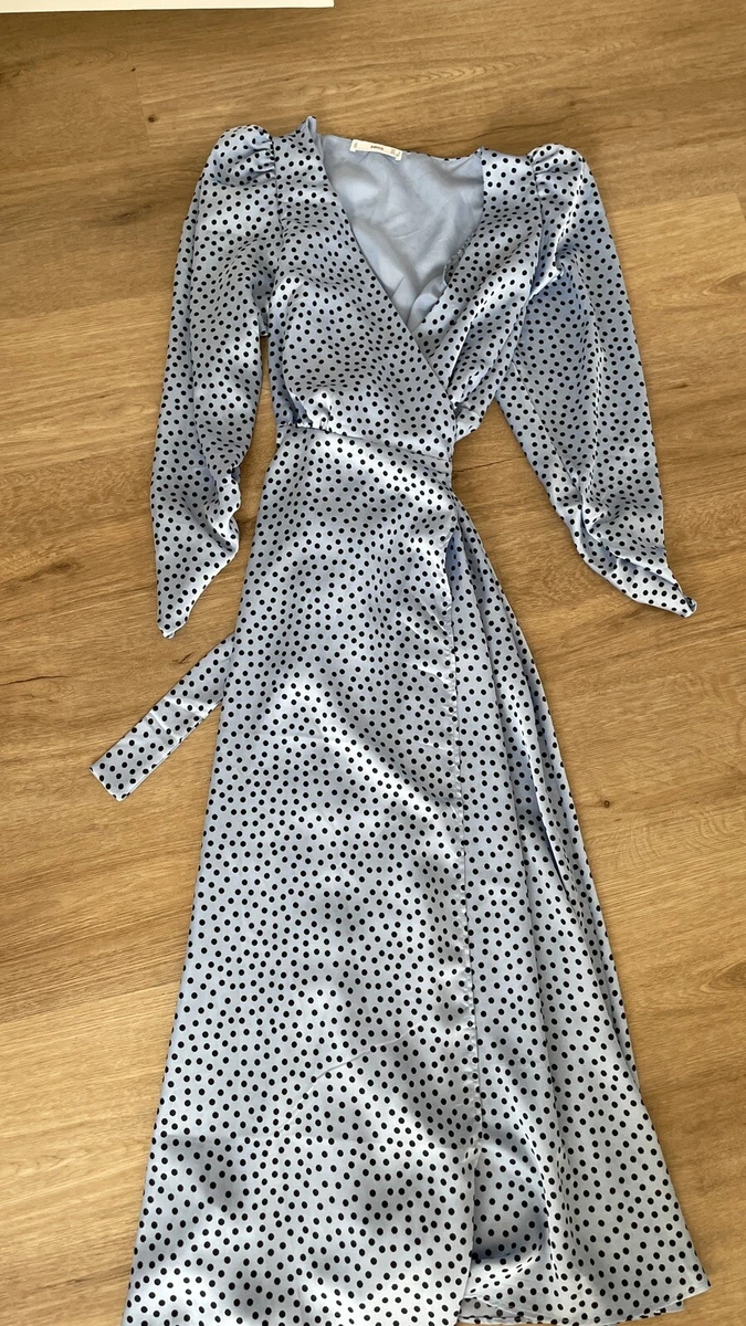 Mango Women s Periwinkle Polka Dot Wrap Dress Small Size 4 NWOT eBay