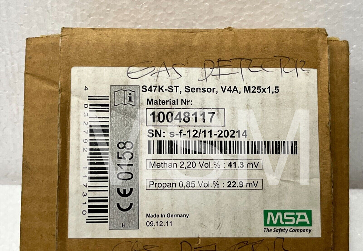 MSA Series 47K-ST Material No. 10048117 Gas Detector Sensor | eBay