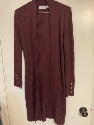 Womens Stitch Fix RD Style duster cardigan, burgundy, size small, button cuff