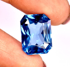 14 Ct Certified Natural Santa Maria Blue Aquamarine Emerald Cut Loose Gemstone