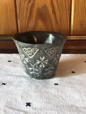 Hobbyist Pottery Small Planter Flower Pot Cup Floral Gray