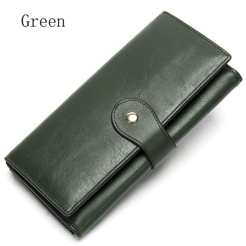 Women's Genuine Leather Long Clutch Wallet Vintage ID Card Holder RFID Blocking - Picture 5 of 19