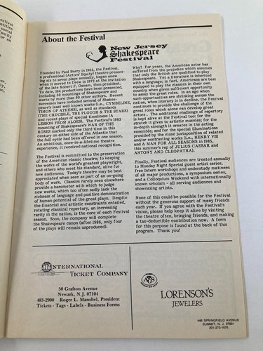 1986 Program New Jersey Shakespeare Festival William Shakespeare's Julius Caesar - Picture 3 of 8