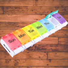 AUVON Weekly Pill Organizer Arthritis Friendly, BPA Free Travel 7 Day Pill Box C