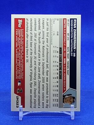 2005 Topps Update Ryan Zimmerman Rookie Card #UH323 Washington