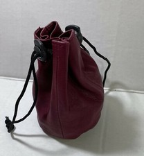Soft Leather Drawstring Pouch with spring locks Coin Purse wrist pouch Brand New