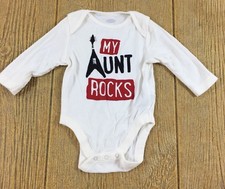 Old Navy Body Suit Baby Boy 0-3 Months Long Sleeve My Aunt Rocks Guitar Shirt