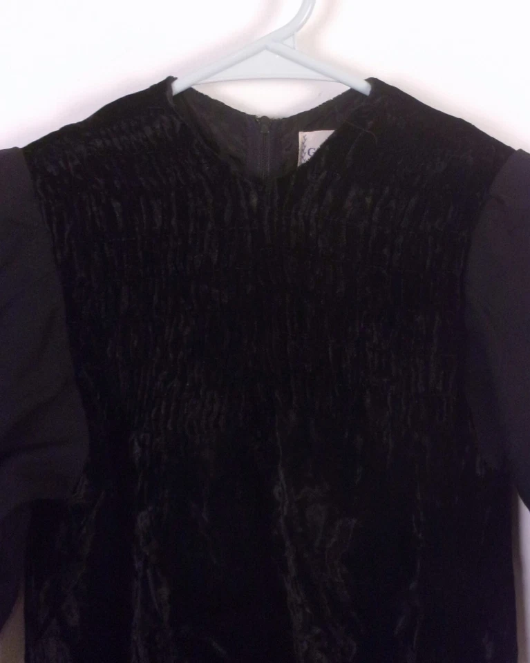 Jersey de terciopelo rayón negro Gibson gay vintage años 50 60 manga campana talla 7 Foto 2 de 4