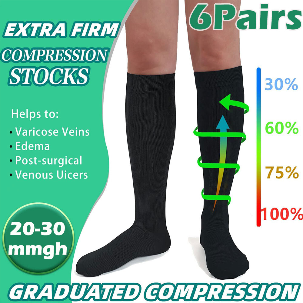 Compression Socks Women Men 20-30 mmHg Knee High Stockings Medical Edema Running-image