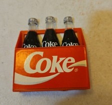 Vintage 1993 Plastic Coca-Cola 3-Pack Refrigerator Magnets 3 Bottles in Carrier
