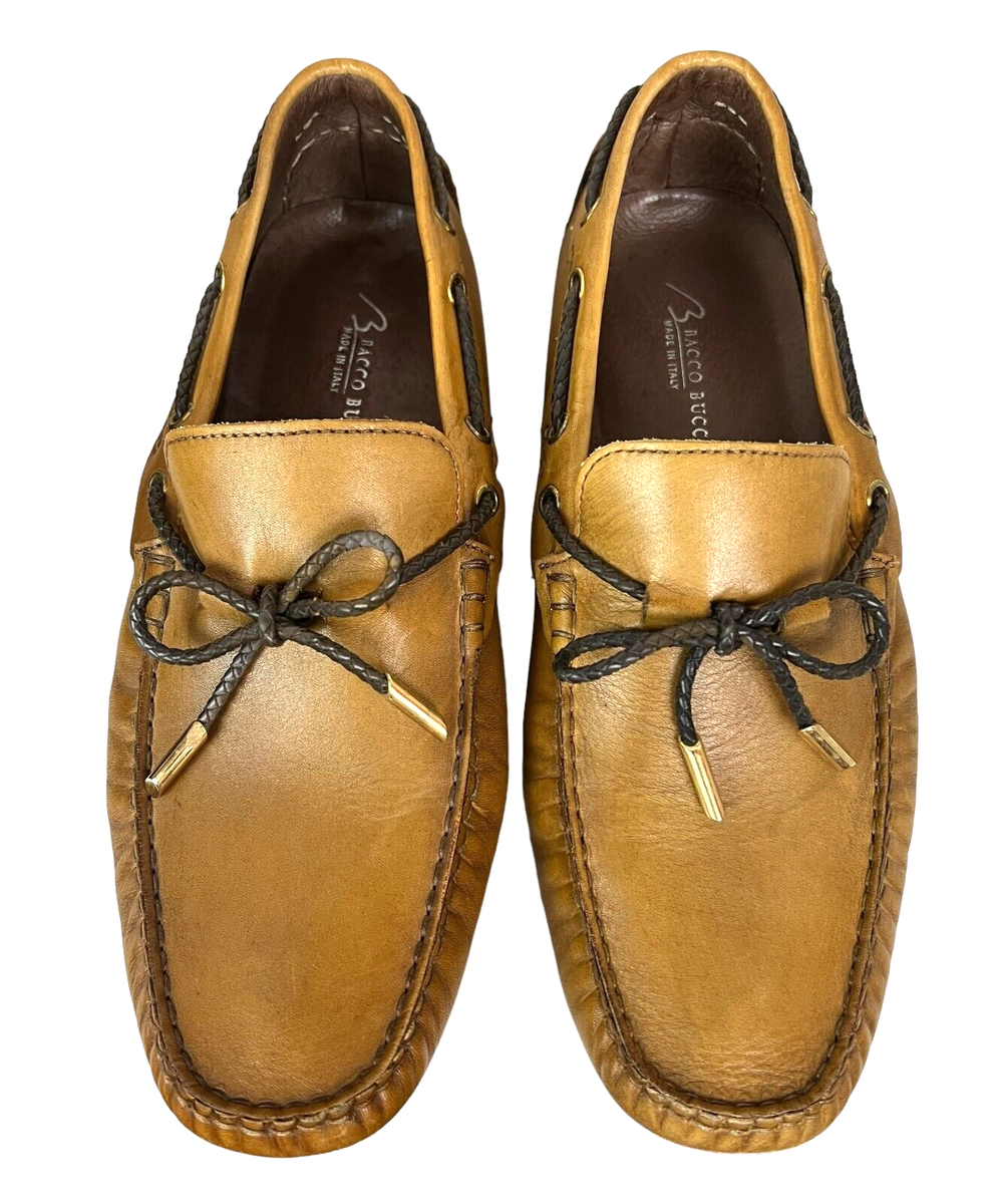 Bacco Bucci Italy Tan Leather Driving Moc Shoes Loafers  display picture 2