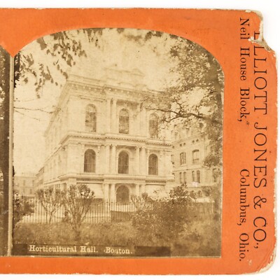 Boston Horticultural Hall Stereoview c1870 Massachusetts Horticultural Society