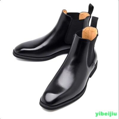 Black Ankle High Dress Shoes for Men.  Size 12 Mens Ankle Boots Platform Dress High Top Lace Up Shiny  main image 3