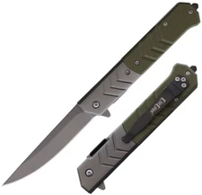 ElitEdge Assisted Folding Knife 4" Gray Titanium 420C Steel Blade G10 Handle