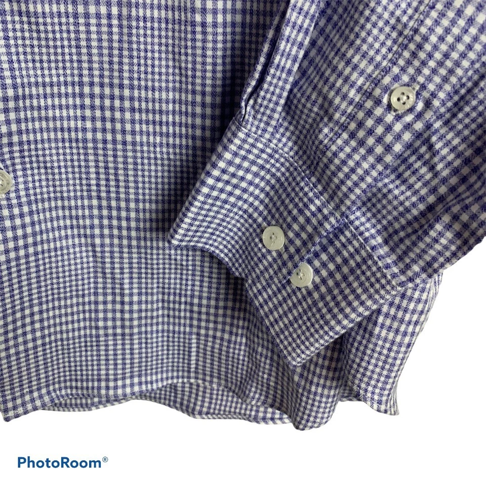 Camisa Hart Schaffner Marx Para Hombre Talla L Azul Blanco Manga Larga Con Botones Foto 3 de 4