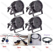 DJ Stage Light Set Outdoor 54 3W RGBW LED Par Can Lights W/Power cable DMX cable