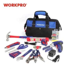Tool Kit Home Repairing Tools Set with 3.6V Rechargeable Screwdriver & Tool Bag