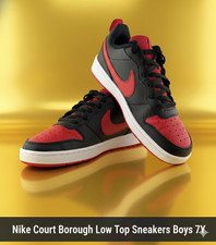Nike Court Borough Low Top Sneakers University Red/White/Black Boys 7Y