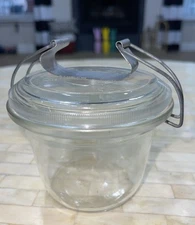 Vintage Gerrix Glass Fruit Canning Jar With Lid German Rillenglas Ankerglas 3.5”