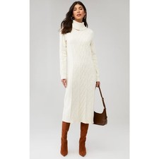 SHOW ME YOUR MUMU revolve cream ivory cable knit chunky Montreal midi dress XS