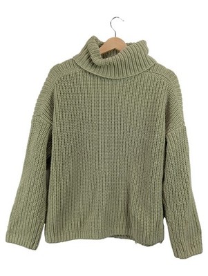 Comma Damen Strickpullover Rollkragenpullover Oliv Gr. 38 M Casual