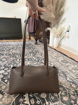 Freja New York Brown Pebbled Shoulder Bag Magnetic Closure Inner