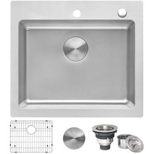 23 x 20 inch Drop-in Topmount Bar Prep Kitchen Sink 16 Gauge Stainless Steel ...