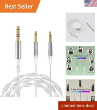 Copper Silver Plated 4.4mm to Dual 3.5mm Headphone Cable - Universal Fit