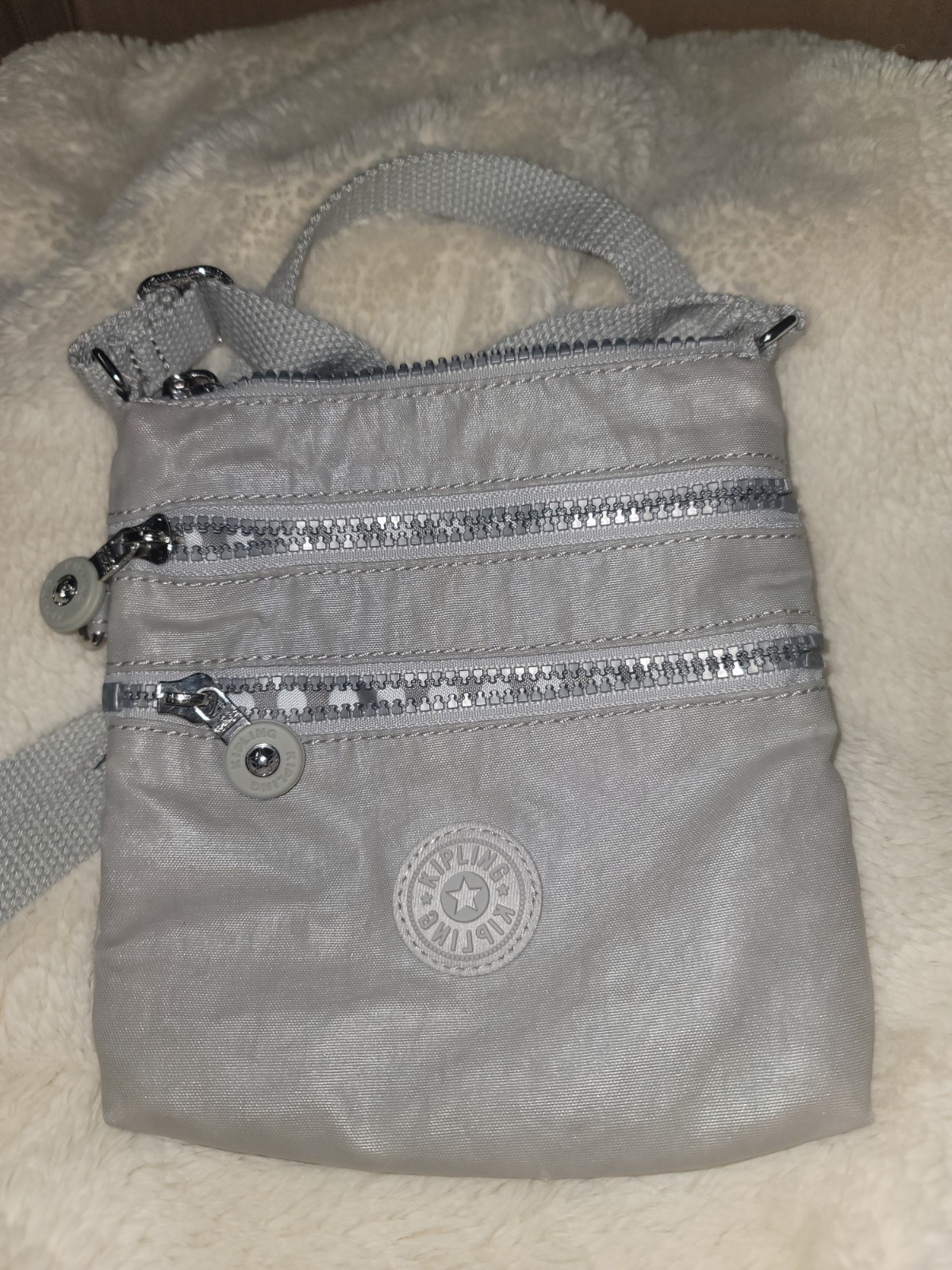 Purse Kipling Silver Metallic Gray Small Crossbod… - image 2