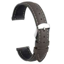 Leather Watch Strap, 18mm Quick Release Watch Band Silver Buckle, Gray